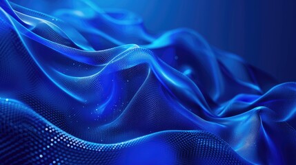 Obraz premium Abstract hi-tech blue background with flowing particle curves and a futuristic design, perfect for modern visuals