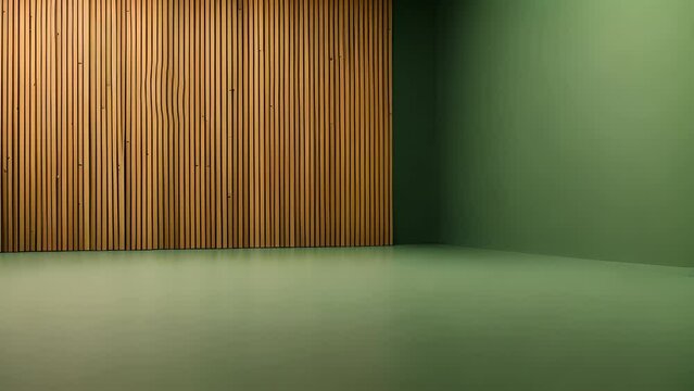 Empty Room With Green Walls and Wooden Door Generative AI