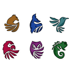 set of icon birds logo modern digital