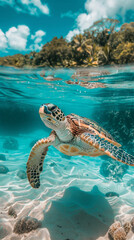 Fototapeta premium turtle wallpaper swimming underwater