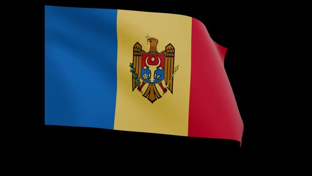 Moldovan flag 4k 3d render of a waving nation Moldova banner fluttering in the wind symbolises the country with transparent alpha channel mask for free space and isolated background no flagpole