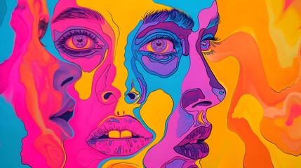 Vibrant Digital Psychedelic Portrait with Mesmerizing Colors and Shapes