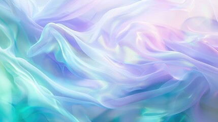 Fototapeta premium Abstract background featuring a soft gradient of pastel blue, purple, and green colors, with a holographic, blurred effect