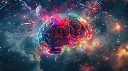 An image of a brain with a fireworks display inside, symbolizing the explosion of ideas.