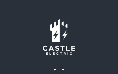 electric castle logo design vector silhouette illustration