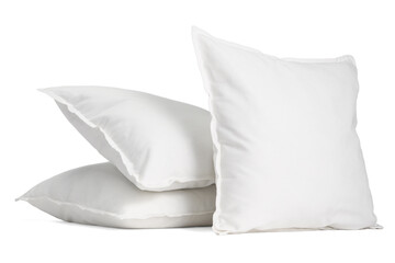 Three new soft pillows isolated on white