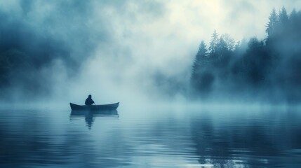 Mysterious lake journey at dawn