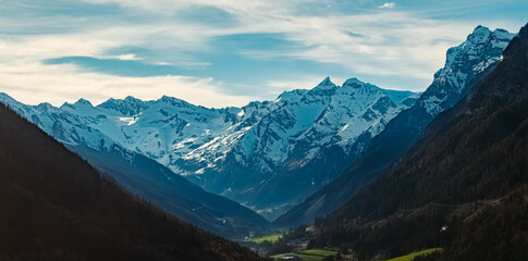 Alpine spring view seen from the famous Brenner highway, South Tyrol, Italy