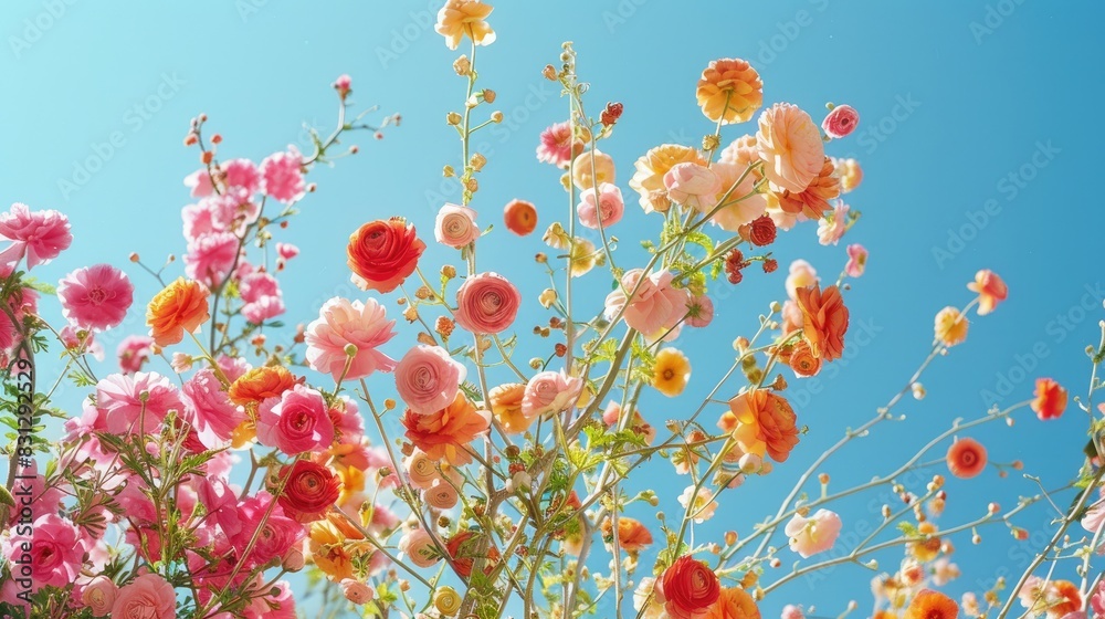 Canvas Prints flowers bloom abundantly under clear blue skies