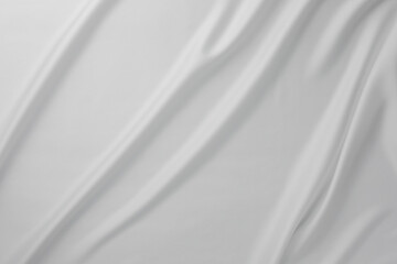 Fototapeta premium Texture of crumpled white silk fabric as background, top view