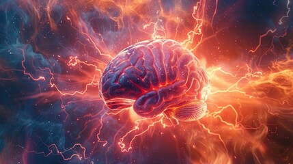 An image of a brain with electrical impulses, representing the firing of neurons.