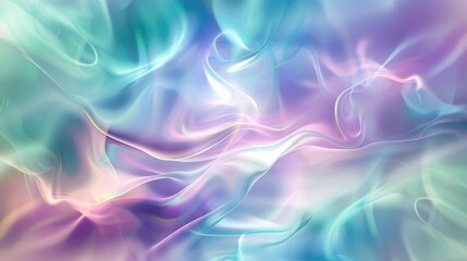 Fototapeta premium A holographic pastel gradient background blending blue, purple, and green hues into a smooth, blurred abstract design