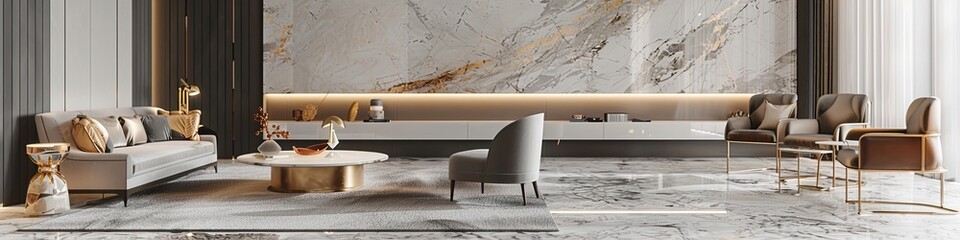modern living room with a minimalist design and a touch of glamour