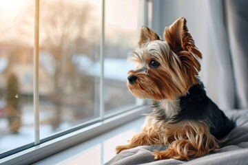 Small Dog Looking Out of a Window