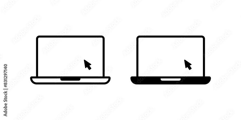 Wall mural laptop with pointer or cursor icon set. for mobile concept and web design. vector illustration
