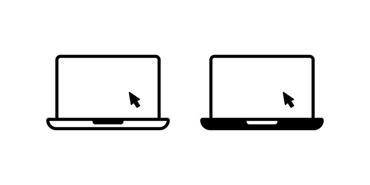 Laptop with pointer or cursor icon set. for mobile concept and web design. vector illustration
