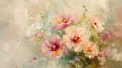 Abstract floral painting with pastel tones