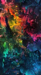 Fototapeta premium Vibrant Swirling Digital Abstraction of Cosmic Energies and Otherworldly Visions