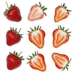 Isolated PNG Strawberry Fruit, GENERATIVE AI