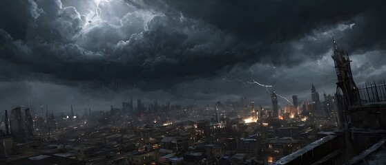 Devastating storm over the city
