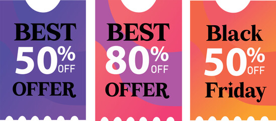 Discount coupons vector illustration set