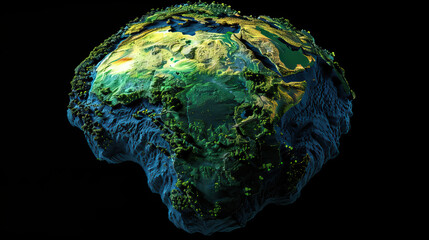 Modern clear, simple and detailed 3D African continent map background, wallpaper, backdrop, texture, template, surface, planet Earth, isolated on background. LIDAR model, Africa terrain scan
