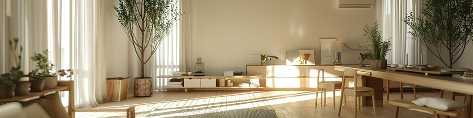 Fototapeta premium chic minimalist living room with an emphasis on sustainable design