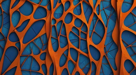 A 3D image showcasing a vibrant blue and orange pattern, creating a visually striking and dynamic design.