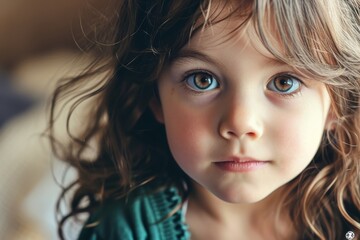 Naklejka premium portrait of beautiful little girl, AI generated