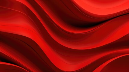 Red silky fabric texture background. Flowing satin material with wavy pattern.