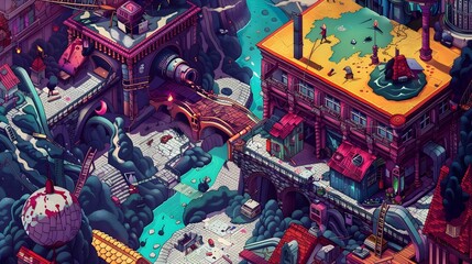 Fototapeta premium Otherworldly Metropolis:A Fantastical Cityscape of Imagination and Technological Wonders