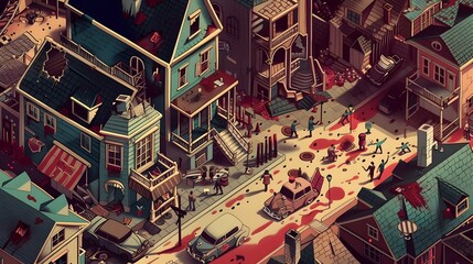 Obraz premium Vibrant Nighttime City Streetscape in Colorful Architectural