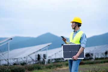person working in solar power station