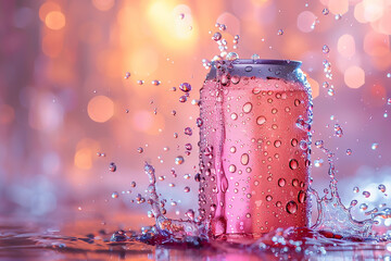 Aluminum can  jar in water droplets
