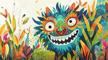 Fototapeta premium Colorful jungle fantasy creature illustration