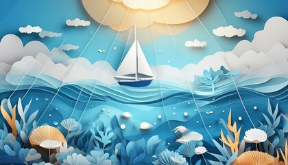 Belle scène sous-marine, vague calme de l’océan, navigation en yacht