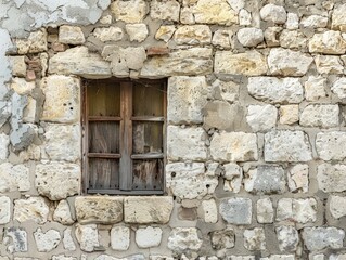 Rustic stone wall with an old building facade, leaving room for text or logos