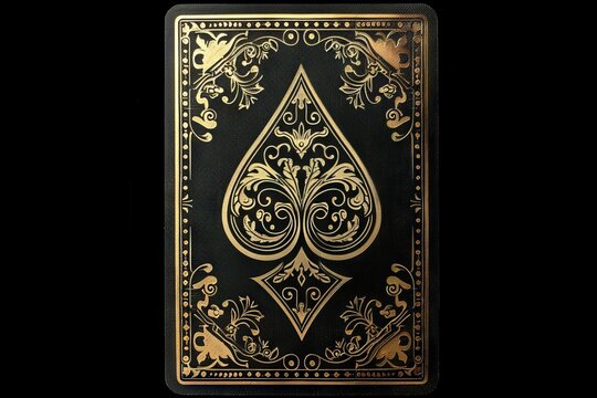 ace of spades card on black background, medieval gothic iconography