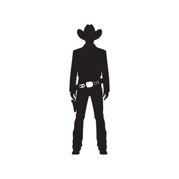 recommend clip art: Stylish cowboy outfit silhouette displaying detailed western wear, perfect for various illustrations - cowboy attire illustration
                    