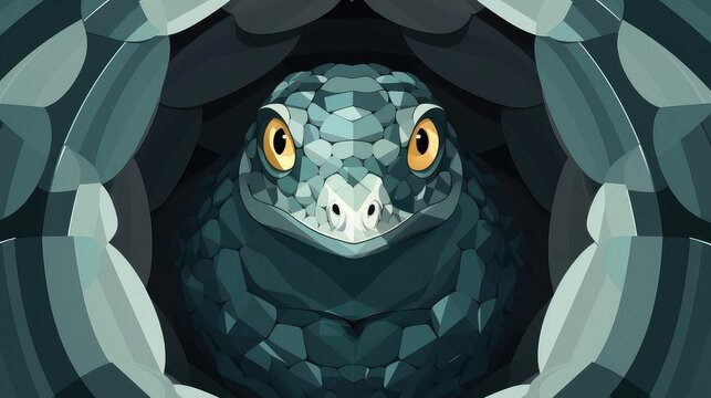 Reptile emerging from egg, flat design, top view, incubation theme, animation, Monochromatic Color Scheme