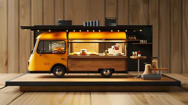 3D Render of A Food Truck