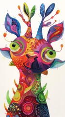 Colorful artistic illustration of a whimsical fantasy creature with intricate patterns