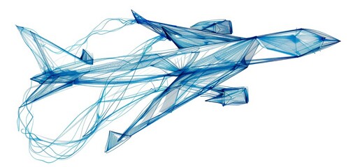 Hand Sketch of a Blue Airplane in Mid-Flight Against a White Background. Generative AI