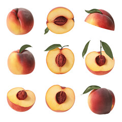 Isolated PNG Peach Fruit, GENERATIVE AI