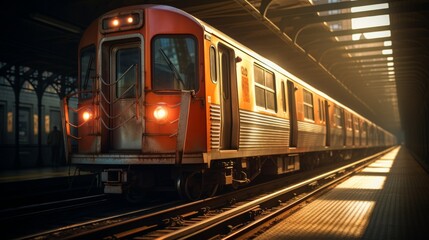 Fototapeta premium Vibrant subway train in fast motion for enhanced search visibility and relevance