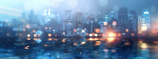 Blurred cityscape background with bokeh effect