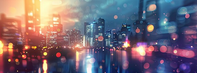 Obraz premium Blurred cityscape background with bokeh effect