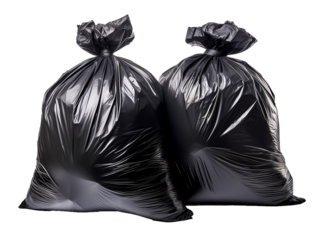 Two full black plastic garbage bags.