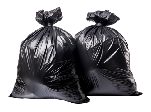 Two full black plastic garbage bags.