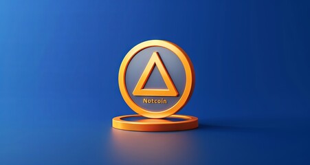 Gold coin with triangle warning sign icon, Notcoin